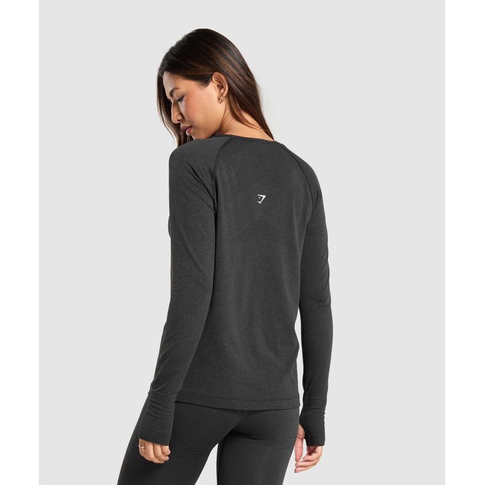 Gymshark Vital Seamless 2.0 Light Long Sleeve Top Black Marl B4a8c Bbf3