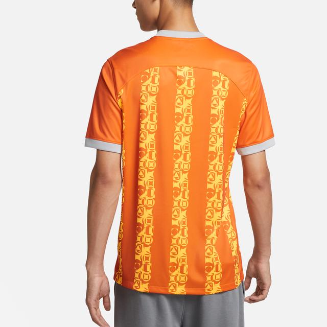 Nike Dri-Fit Pattern Print Color Block Quick-Dry Breathable Short Sleeve Soccer Jersey Men Jersey Orange FV3514-806