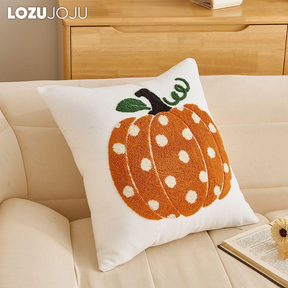 1PC LOZUJOJU Nordic Retro Style Plush Embroidered Pillowcase Halloween Style Cushion Cover for Sofa Living Room Bedroom Home Decor