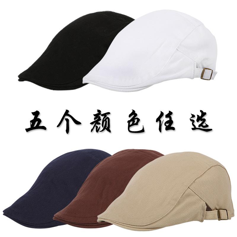 British style men's forward hat spot wholesale autumn and winter casual versatile cotton cloth duck tongue visor hat beret men