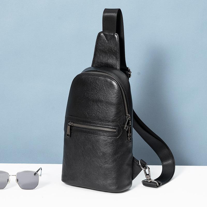 Cross Genuine Leather Men's Chest Bun Top Layer Cowhide Casual Body Bag Fashion Trend Chest Bag