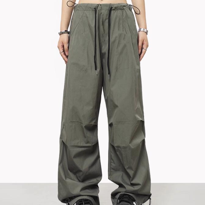 

Уличная одежда, весенне-летние повседневные брюки-шаровары, мужские однотонные брюки-карго с эластичной резинкой на талии, свободные мешковатые брюки с несколькими карманами для женщин XL армия зеленый