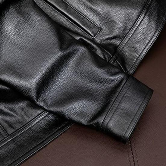 Herbst Winter Männer Faux Leder Jacke Revers Lange Ärmel Patten Taschen Motorrad Mantel Zipper Knopfleiste Slim Fit Männlichen Outwear