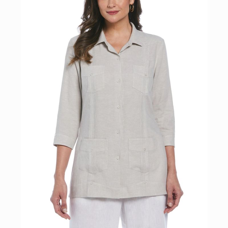 

55% Linen 45 Viscose Casual Comfort and Casual Fan Match a Pants Is Very Suitable for Women s Three-Quarter Sleeve Shirt Light gray L