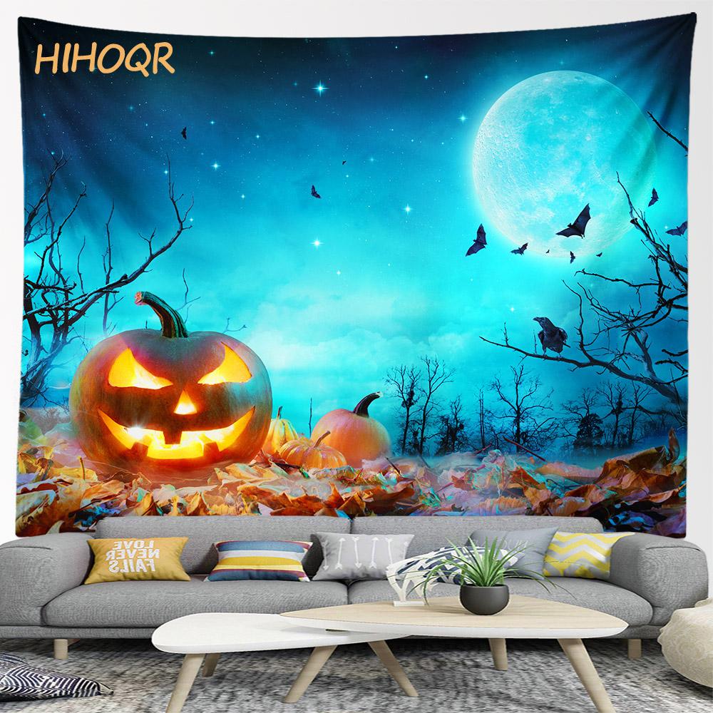 Happy Halloween Pumpkin Tapestry Wall Hanging Boho Room Decoration Large Cloth  Aesthetic Home Party Backdrop