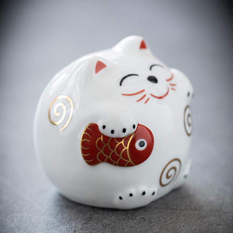 Ceramic Lucky Cat Piggy Bank Saving Coin Box Save Money Box Fortune Cat Ornament Statue Figurine Feng Shui Craft Home Decor