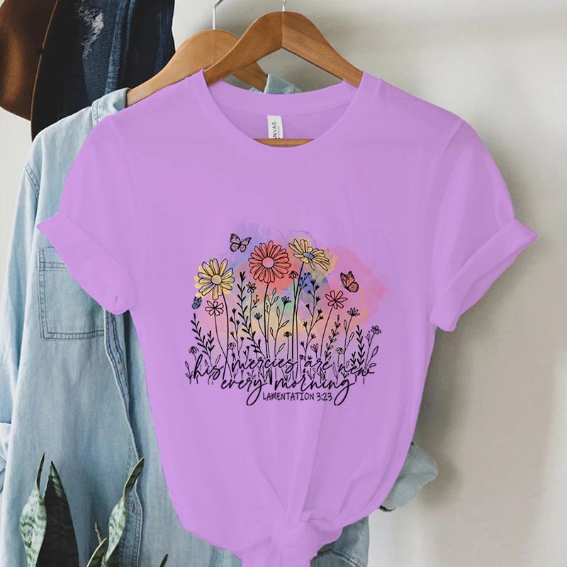 Women Christian Tshirt His Mercies Are Everty Lamentation 323 Print T Shirt Vintage Bible Verse Shirt Religious Faith Tshirt