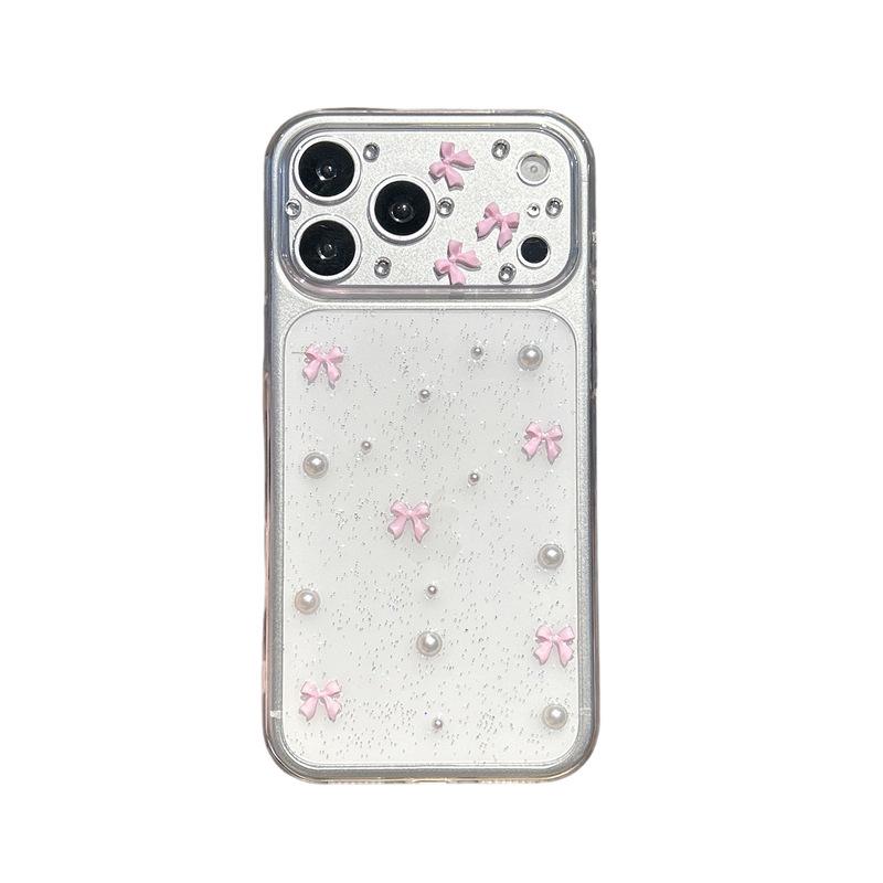 Pink Pearl Bowknot Case for iPhone 17/16 Pro Max/15/14/12