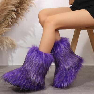 Mode Winterschuhe Damen Winter Flauschige Pelzstiefel Damen Plüsch Warme Schneestiefel Luxus Schuhe Pelzstiefel Mode