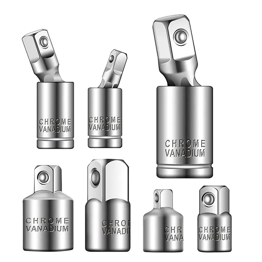 7pcs Socket Adapter Set Universal Joint Ratchet Accessories Corrosion Resistant for 1/2 3/8 1/4 Drive Sockets & Spanners