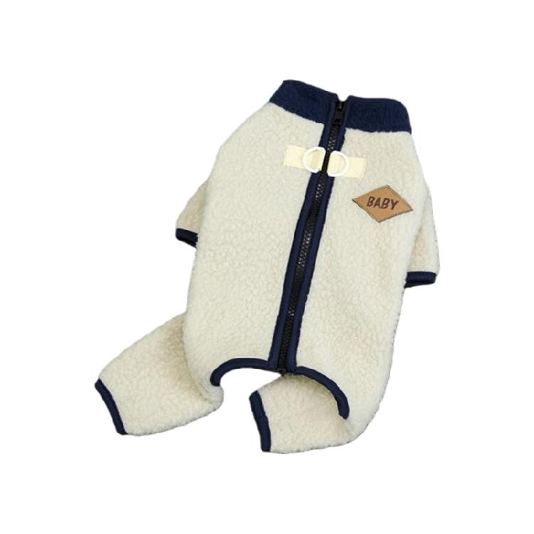 Plush Fleece Dog Coat with Leash Hook Winter Apparel Jumpsuit For Corgis Devons Small Breeds Soft Warm Pet Warm Romper