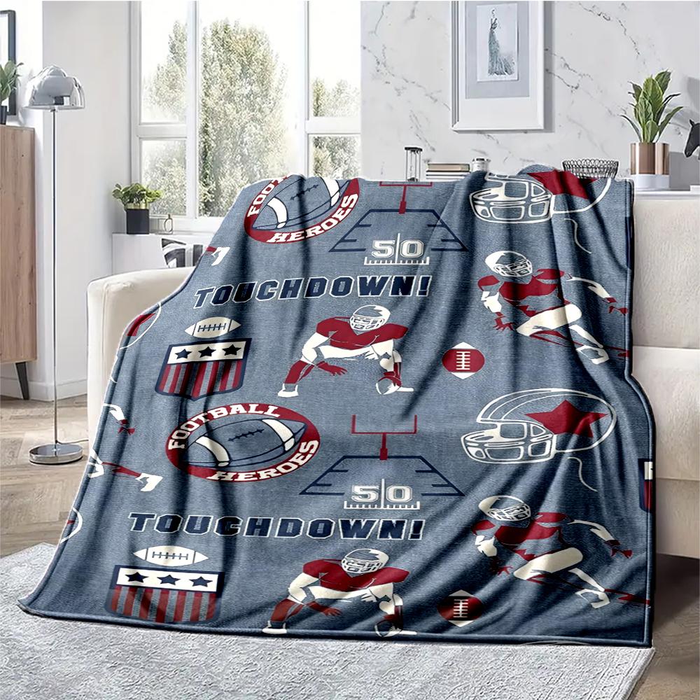 American football Theme Printed Blanket - Perfect for Couch, Bed, Travel & Outdoor Use | Machine Washable, Cozy & Durable.