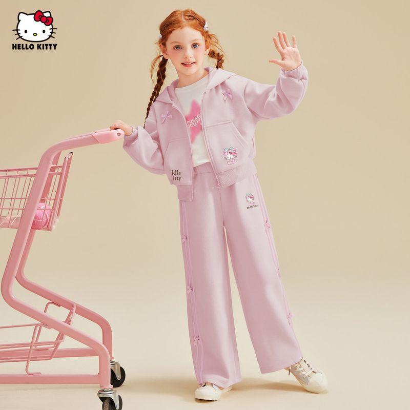 Hellokitty Girls' Spring Clothing 2025 New Kidsren's Sports Suit Pink Girl's Jacket and Pants Two-Piece Set