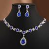 Autumn & Winter 3-Piece Women's Crystal Droplet Necklace and Earring Set - Elegant Evening Dress Accessories for Weddings