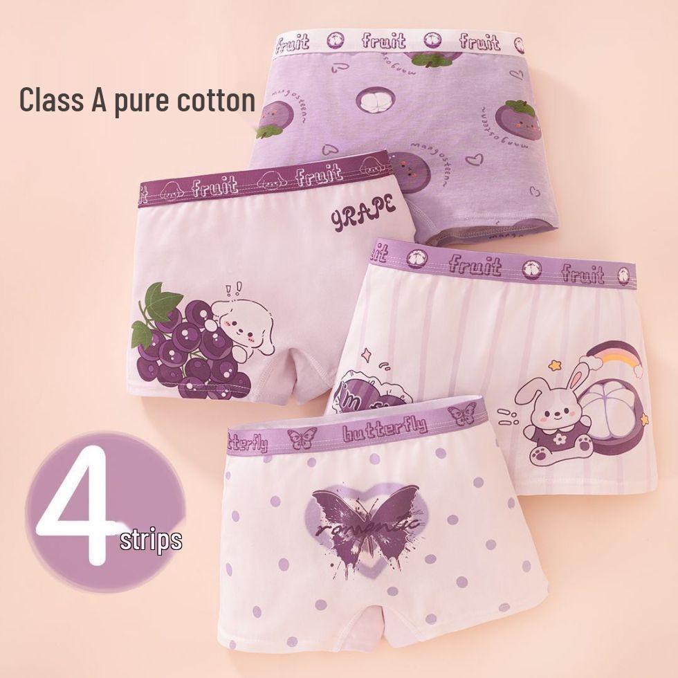 Pure Cotton Antibacterial Girls’ Boxer Briefs, Sizes 6-12 Medium/Large