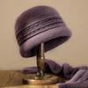 Middle-aged knitted hat women's autumn and winter old lady hat elderly outdoor piled thickened warm wool hat