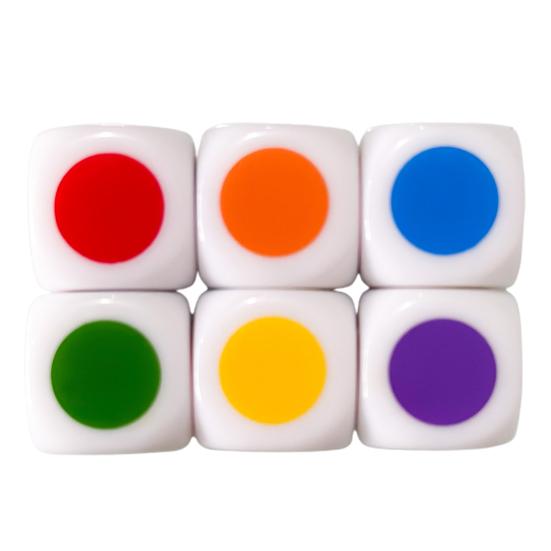 2 Stück Würfel, 16 mm, bunt, Lehrwürfel, 6-seitig, glatte Kante, lichtecht, für Brettspiele, breite Anwendung, Lernwürfel