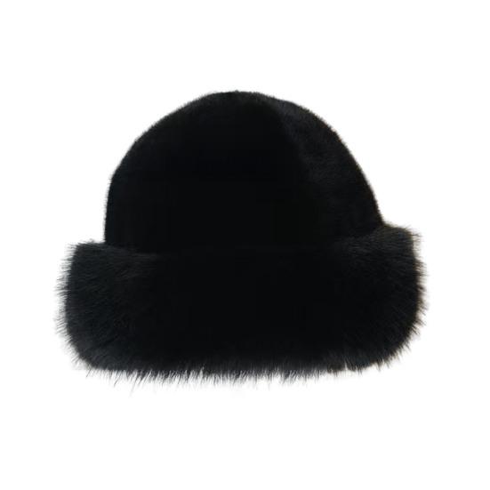 Faux Fur Winter Bucket Hat Solid Color Soft Texture Thickened Warm Plush Hat Gentle