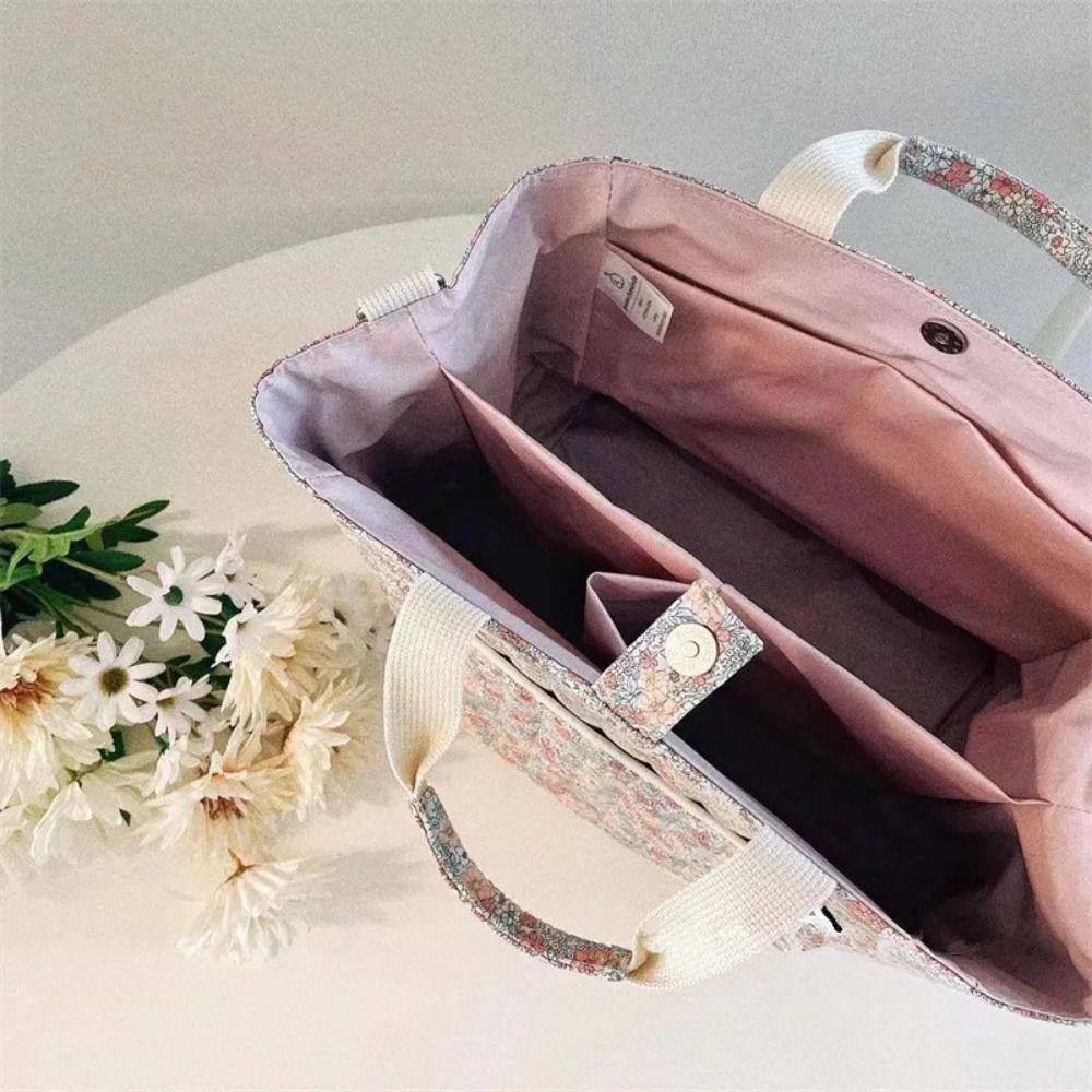 Multifunctional Crossbody Bag Floral Printing Diapers Stroller Bag Portable Storage Bag Women
