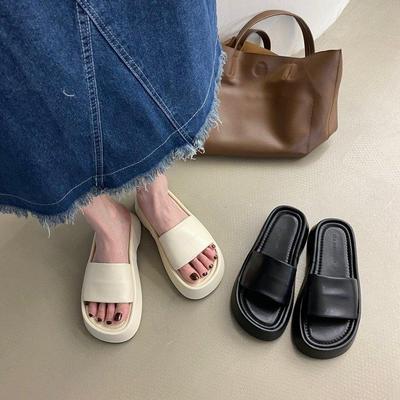 Women's Summer Clip On Low Thick Bottom Slippers Casual Square Head Outdoor Flat Heels Sandals Shoes 35-40