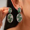 Palace Style Zircon Flower Oval Earrings Light Luxury High-end Earrings for Women