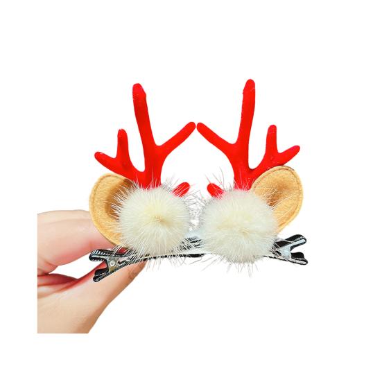 1 pár vánočních sponek do vlasů Slavnostní styly Sob Vánoční strom Sněhulák Santa Claus Plyšové Flitrová dekorace Sponky do vlasů