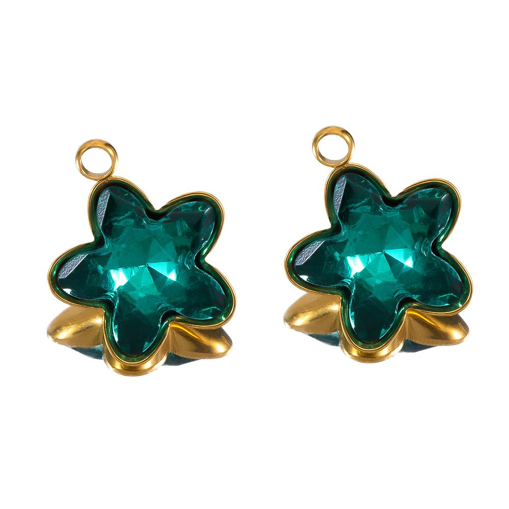 5pcs Colorful Crystal Charms Stainless Steel Geometry Oval Star Flower Charm Earrings Pendants for DIY Necklace Jewelry Findings