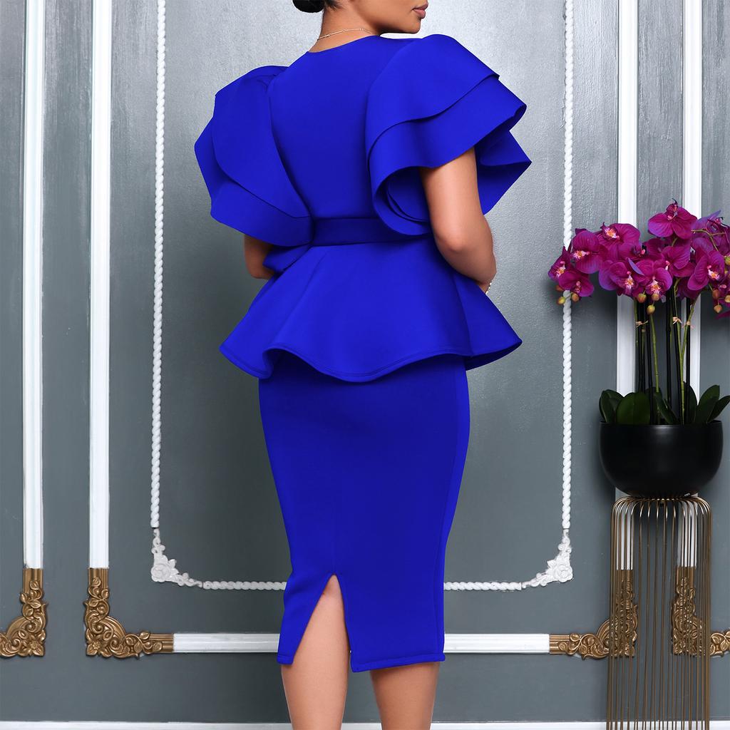 Women's Fashion Elegant Ruffle Leaf Slim Fit Dress Women's Dress Dress