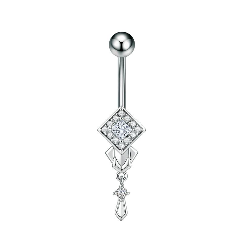 Cherry Flowers Belly Button Ring Crystal Belly Navel Piercing Nombril Long Dangle Belly Jewelry