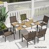 Garden Dining Table, 150 X 90 Cm Rectangle Outdoor Table with 5 Cm Parasol Hole, Slatted Tabletop and Steel Frame for Patio Balcony