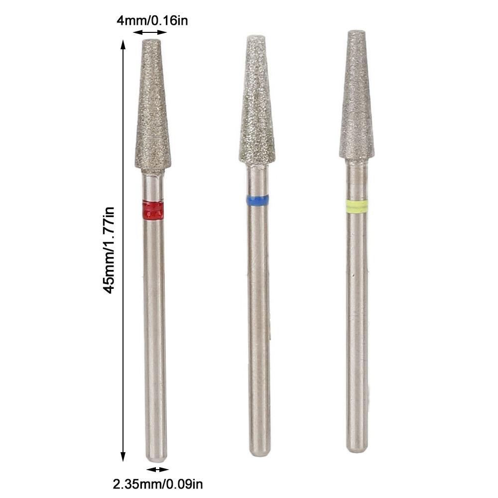 3pcs Tapered Shape Nail Grinding Head Front Replaceable Manicure Tool Set Nail Removal