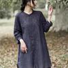 Women's 2024 Retro Embroidered Cotton Linen Stand Collar Mid-Length Shirt-Coat