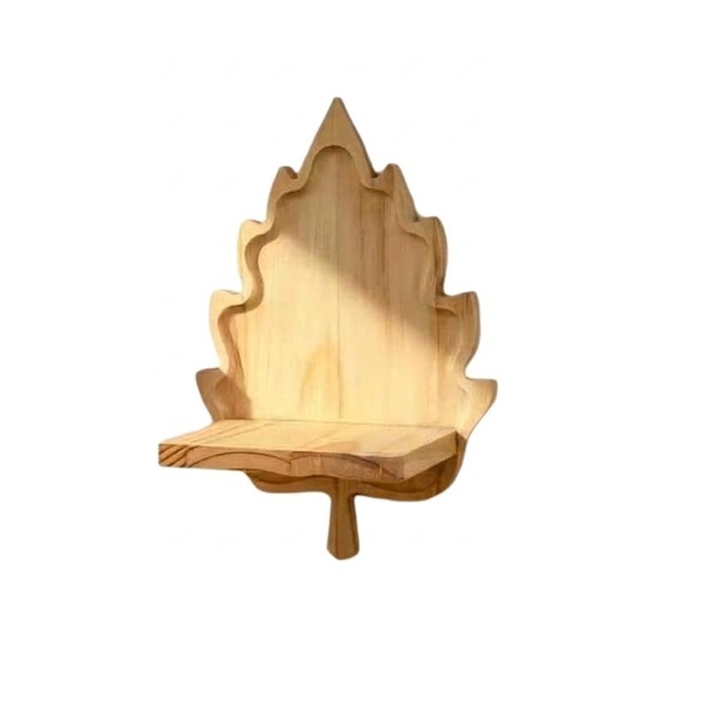 Nature Style Maple Leaf Wall Shelf Wooden Wall Mounted Leaf Shelf for Living Room
