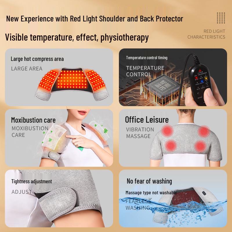 Heated Shoulder and Neck Massager Shawl with Red Light Therapy for Middle-aged and Elderly