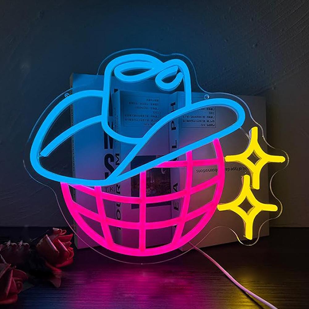 Cowboy Neon Sign USB Powered Neon Light Dimmable LED Sign for Wall Decor Neon Lights Sign for Bedroom Living Room Birthday Party