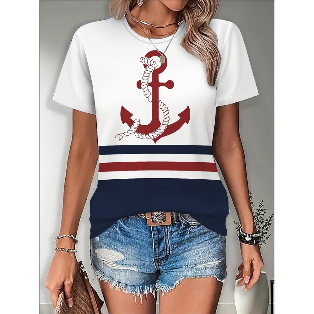 Women's Fashion Short-Sleeve T-Shirt Casual Comfortable Sunset Print Tops Elegant Womens Round Neck Top Everyday Versatile Tees