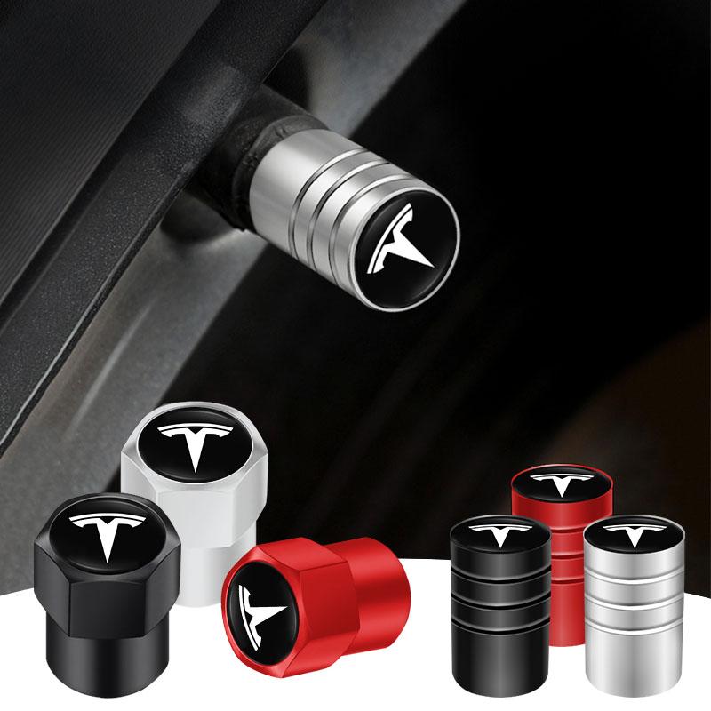 WDYEA1 4Pcs Alloy Car Valve Cap Wheel Valves Dust Cover Tire Accessories For Tesla Model 3 Model S Model X Model Y Cybertruck Roadster