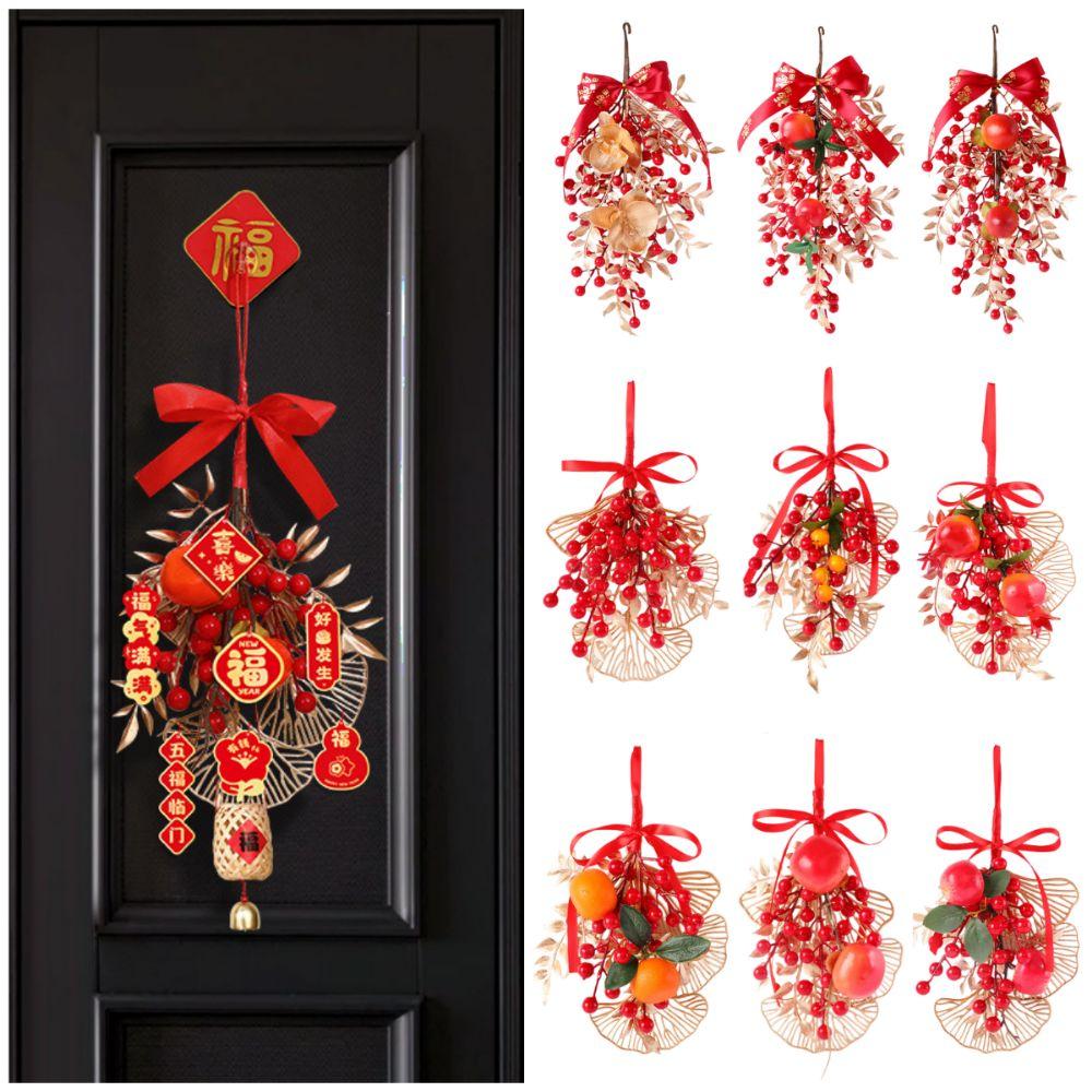 Facai Red Fruits Lucky Charm Gold&red Drop Ornaments Creative Hanging Pendent  Gift