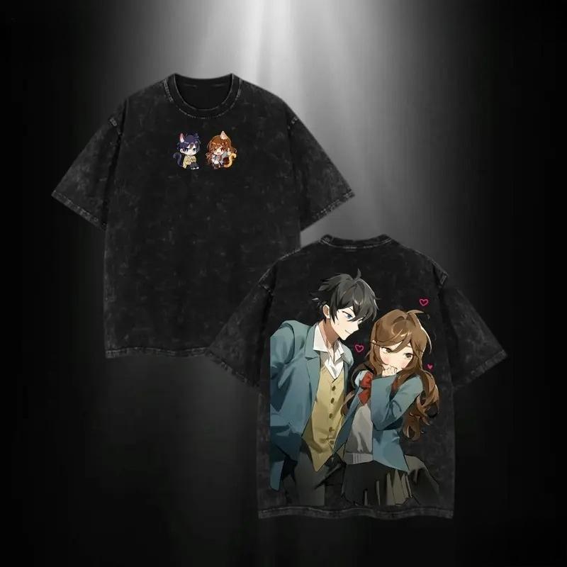 Anime Horimiya Hori Kyouko Miyamura Izumi Graphic T Shirt Men Women Washed Cotton Tshirts Retro Casual Clothing Harajuku T-shirt