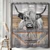 1pc Shower Curtain - Rustic Farmhouse Design with Highland Cow and Daisy for a Cozy Bathroom Waterproof