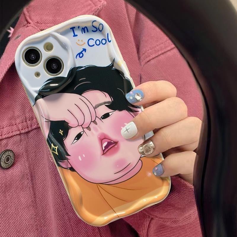 Spoof Girl Boy Nose Picking Wave TPU Phone Case for iPhone 15 11 12 Pro 13 Mini 14 7 8 Plus X XS Max XR SE Cover