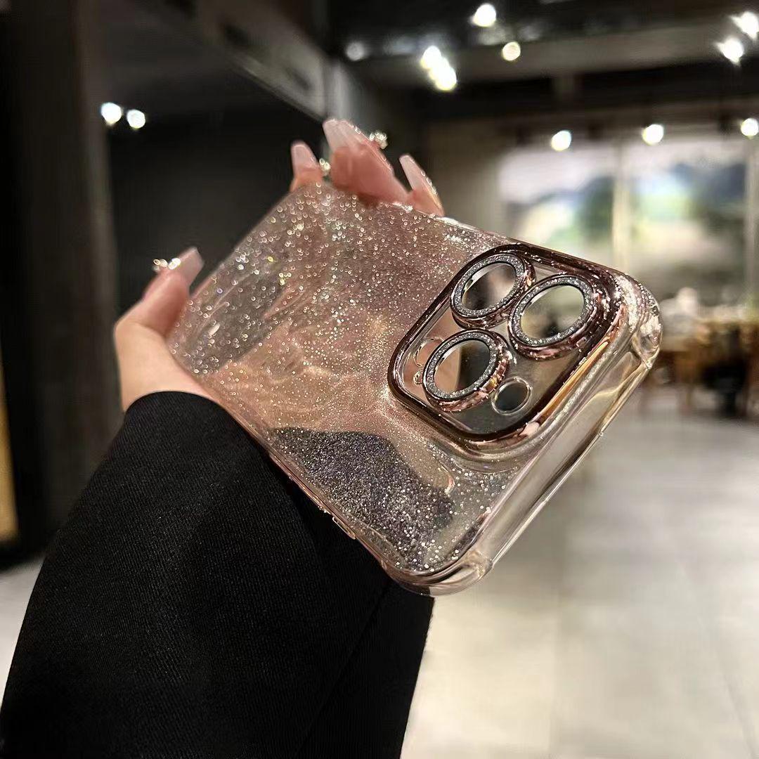 

iPhone 16 Pro Max Glitter Case with Apple 15 Lens Protector, Advanced Anti-Drop Protection 16 Pro Max розовый/ярко-розовый