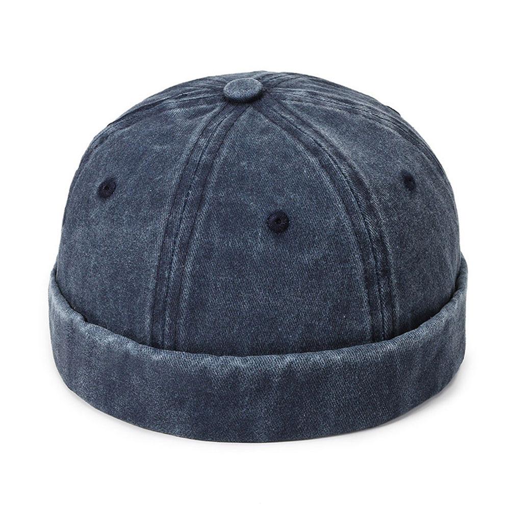 Outdoor Washed Denim Brimless Docker Cap Cotton Solid Color Hip Hop Hat Adjustable Brimless Hat Boy Girls