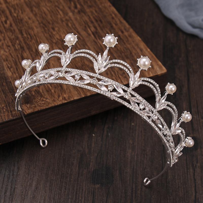 New Minimalist Crown Headwear Pearl and Rhinestone Princess Crown Hair Accessory Wedding Banquet Dress and Wedding Dress Accessories