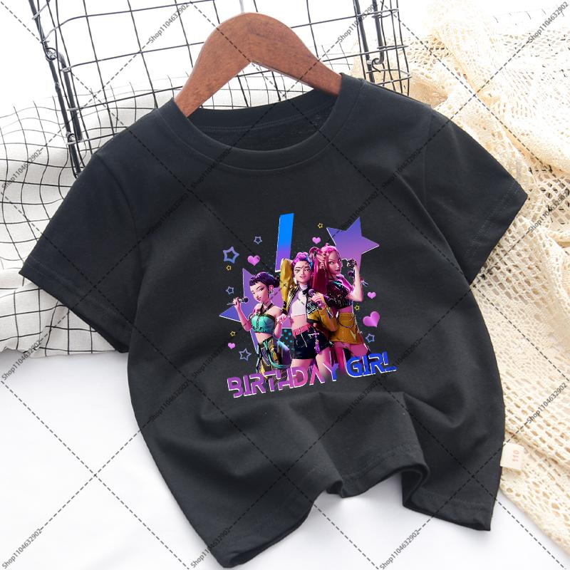 Kpop Demon Hunters Children T-shirts Birthday Party Tee Cotton Short Sleeves Anime Graphic Print T-shirt Boys Girls Fashion Tops
