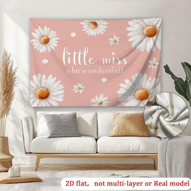 

2D Cute Pink Daisy Little Miss Wonderful Tapestry Nursery Background 47.2x31.5inch/120*80cm