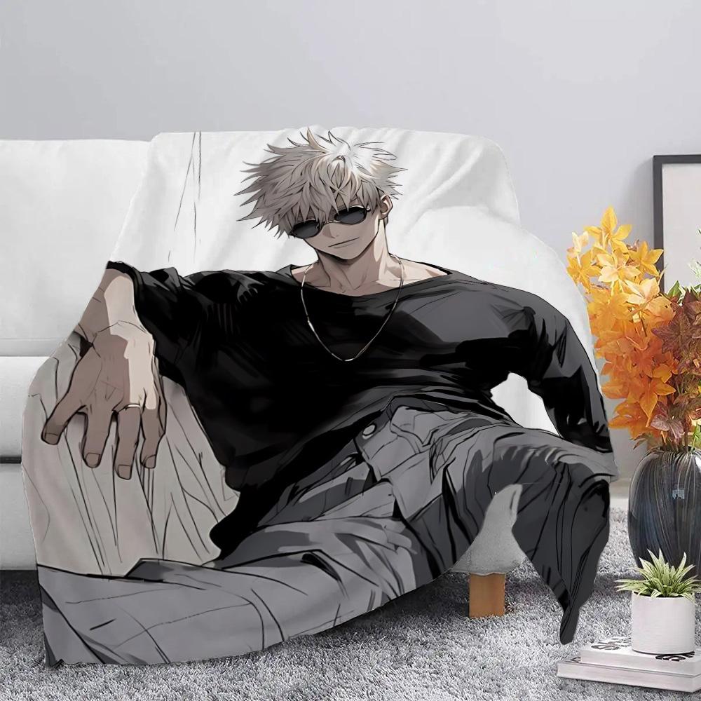 Anime Jujutsu Kaisen  Printed Picnic Blankets Warm Blanket Gojo Satoru Soft and Comfortable Blanket Home Travel Birthday Gift