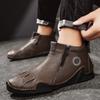 Men's High-top Leather Boots Casual Sneakers Winter Plush Shoes Snow Boots 39-46