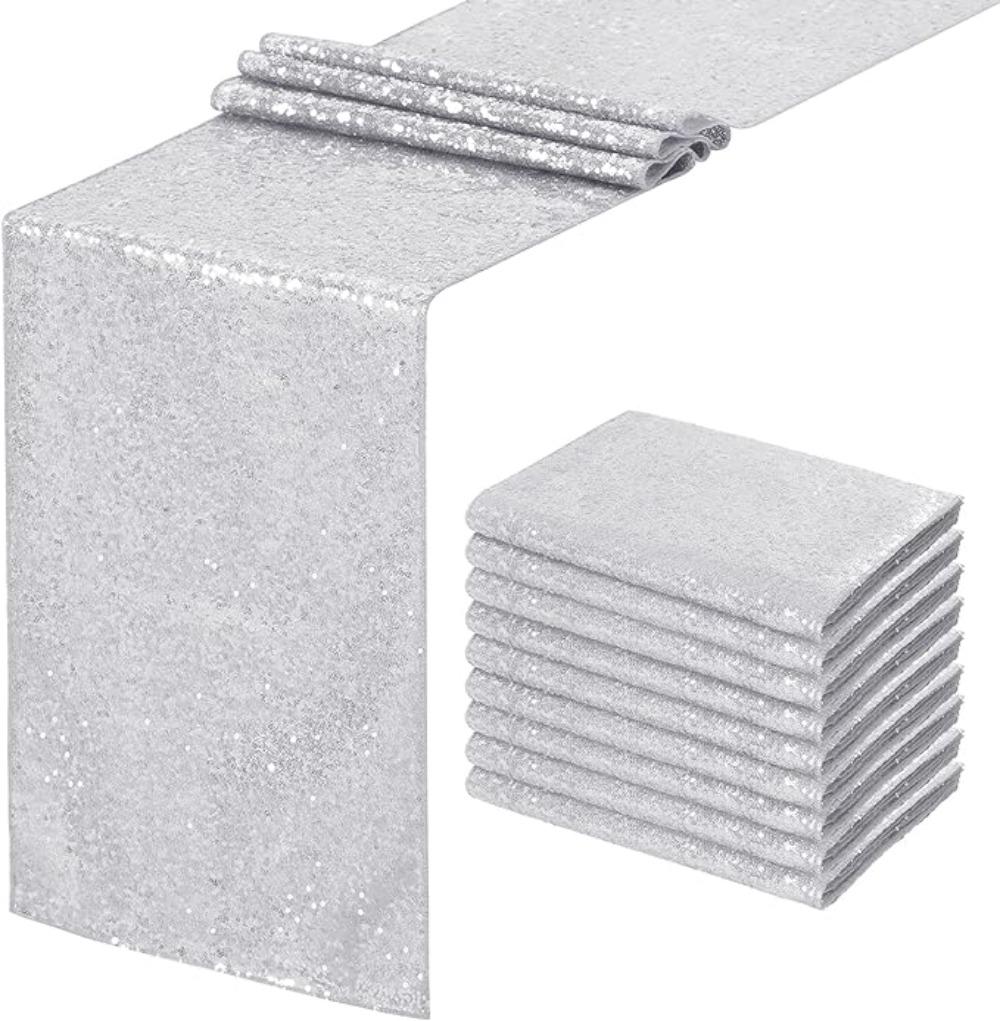 Table Runners 4 Pieces 30x180cm Glitter Dining Table Runner Sequin Table Cover Runners for Party Wedding Birthday Bridal Shower Decorations