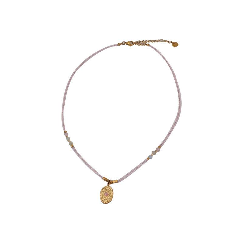 Naszyjnik ze słonecznikiem Surowy kamień Koralikowy łańcuszek na szyję Boho Wakacje Lato Wszechstronny kolor Kamień naturalny Łańcuszek na obojczyk Kobiety